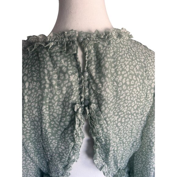 Women's Casual Floral Summer Long Sleeve Deep V-Neck Open Back Ruffles Large - Picture 5 of 13